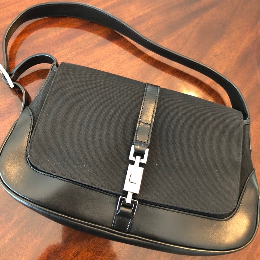 Vintage Gucci leather and canvas bag